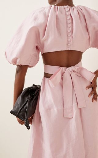 Aje + Mimosa Cutout Linen-Silk Midi Dress