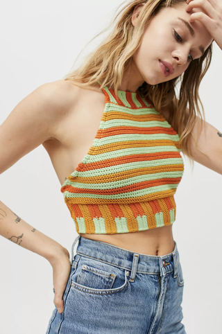 Urban Outfitters + Seraphina Striped High-Neck Tank Top