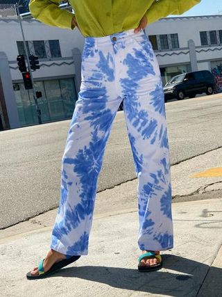 Holiday the Label + Vacation Pants in Light Blue Tie Dye