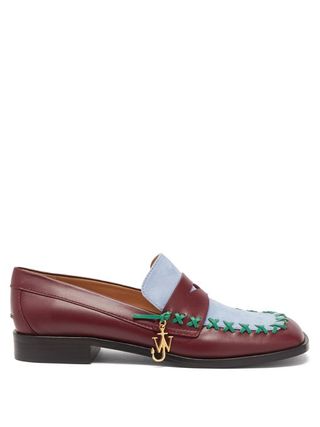 JW Anderson + Bi-Colour Square-Toe Flat Leather Loafers