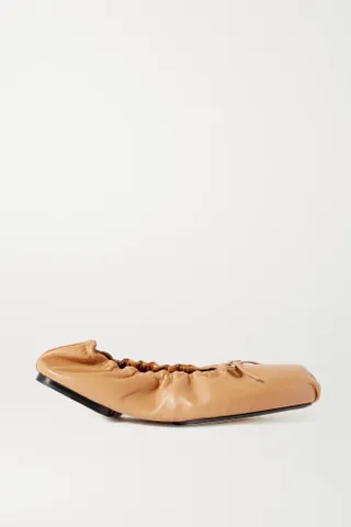 Khaite + Ashland Bow-Embellished Leather Ballet Flats