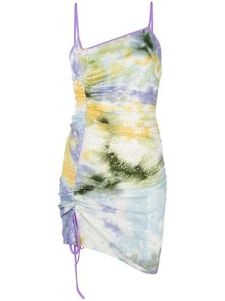GCDS + Tie-Dye Print Ruched Dress