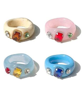 Colorful Bling + Acrylic Resin Rings