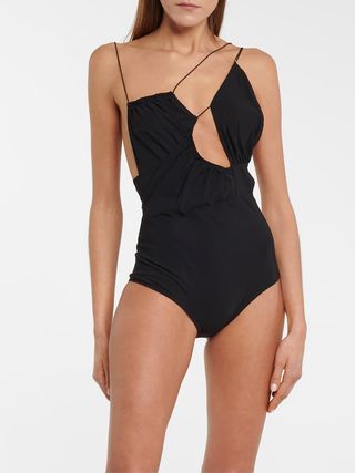Nensi Dojaka + Asymmetric Cutout Swimsuit