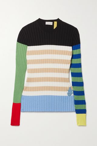 Moncler Genius + + 1 JW Anderson Color-Block Ribbed Cotton-Blend Sweater