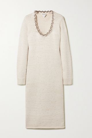 Bottega Veneta + Chain-Embellished Knitted Midi Dress