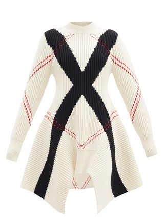 Alexander McQueen + Argyle-Knit Wool-Blend Mini Dress