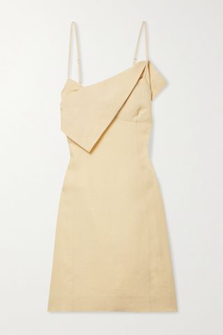 Jacquemus + Open-Back Draped Linen Mini Dress