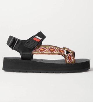 Prada + Nomad Logo-Embossed Rubber and Leather-Trimmed Canvas Sandals