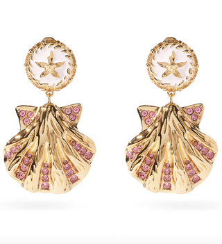 Versace + Trésor De La Mer Crystal-Shell Clip Earrings