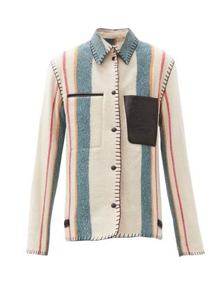 Loewe + Anagram-Pocket Striped Wool-Twill Jacket