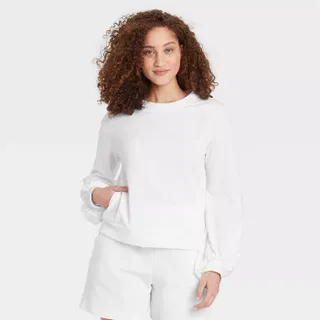 Who What Wear + Knit Pullover Sweater in Bright White