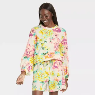 Who What Wear + Knit Pullover Sweater in Garden Floral