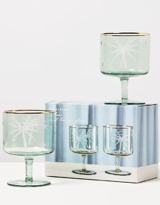 Oliver Bonas + Palma Green Gin Glasses Set of Two