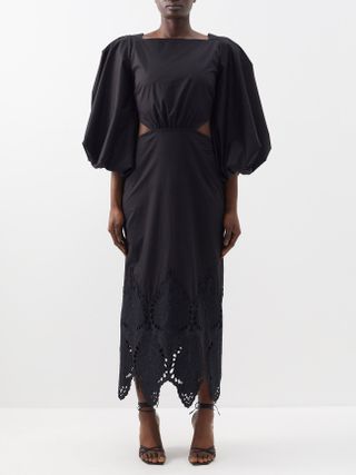 Johanna Ortiz + Black Lotus Jewel Cotton-Blend Poplin Midi Dress