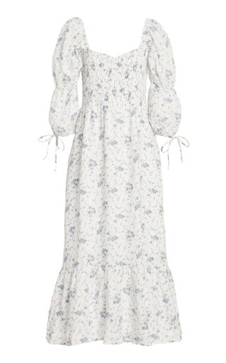 Faithfull the Brand + Marita Floral Print Linen Midi Dress