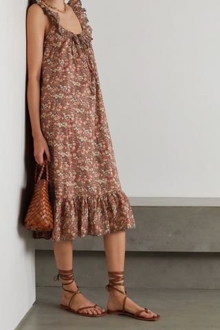 Dôen + Nymphea Ruffled Floral-Print Cotton Midi Dress