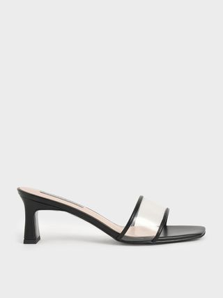 Charles & Keith + Black Clear Strap Mules