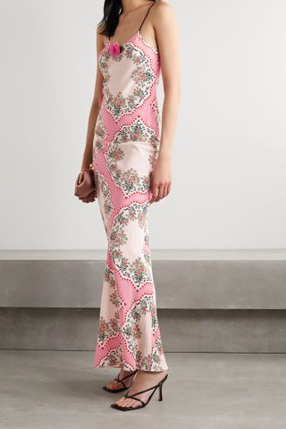 Rodarte + Embellished Printed Silk Crepe de Chine Maxi Dress