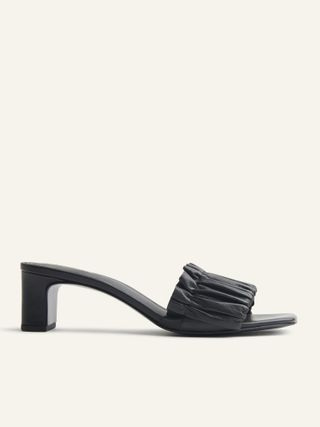 Reformation + Shereen Ruched Block Heel Mules