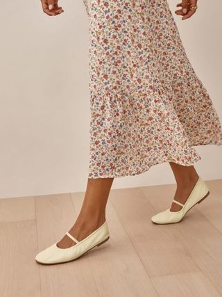Reformation + Buffy Ruched Ballet Flats