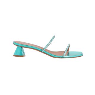 Amina Muaddi + Gilda Metallic Slide Sandals