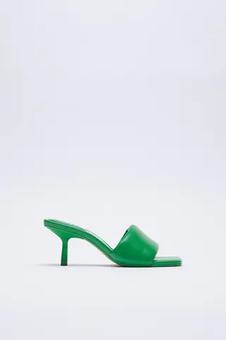 Zara + Heeled Quilted Sandals
