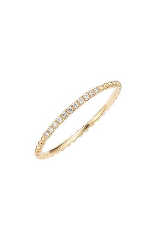 Bony Levy + Diamond 
18k Gold Bead Stacking Ring