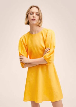 Mango + Cut-Out Linen-Blend Dress