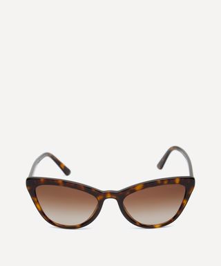 Prada + Oversized Acetate Cat-Eye Tortoiseshell Sunglasses