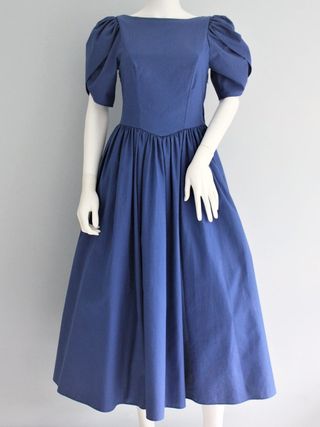 Laura Ashley + Royal Blue Dress Prom Evening Dress With Bow