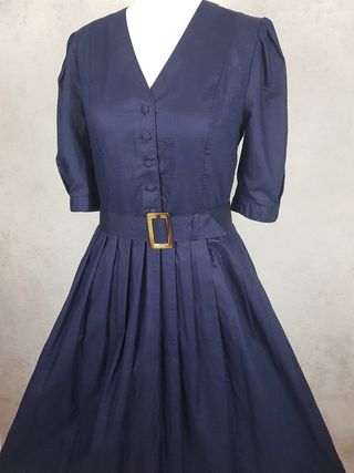 Laura Ashley + Vintage Navy Belted Summer Ocassion Dress