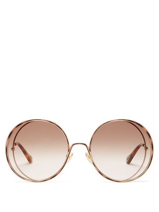 Chloé + Hanah Oversized Round Metal Sunglasses