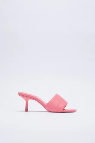 Zara + Heeled Quilted Sandals