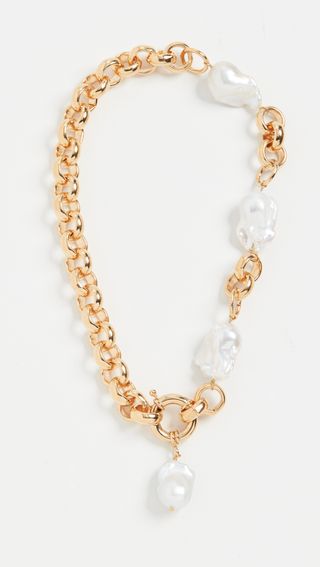 Timeless Pearly + Chunky 24k Gold Plated Chain Necklace