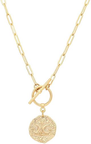 Aobei Pearl + 18k Gold Medallion Necklace