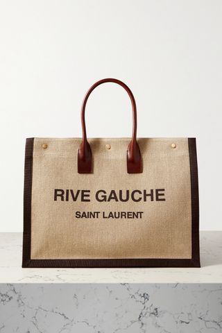 Saint Laurent + Noe Leather-Trimmed Printed Linen-Canvas Tote