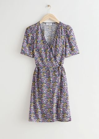 & Other Stories + Printed Scallop Wrap Mini Dress