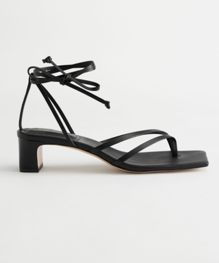 & Other Stories + Thong Strap Heeled Leather Sandals