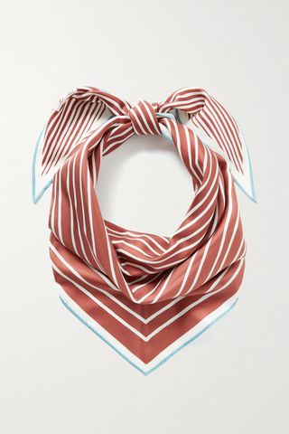 Loro Piana + Brick Striped Silk-Satin Scarf