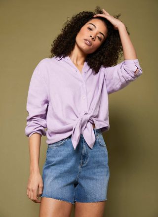Mint Velvet + Lilac Linen Long Sleeved Shirt