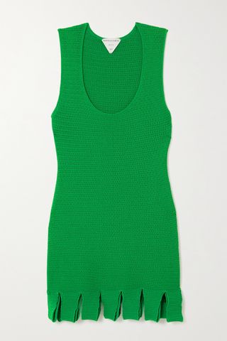 Bottega Veneta + Open-Knit Cotton-Blend Mini Dress