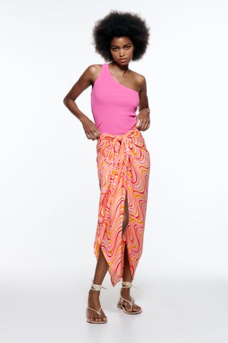 Zara + Printed Sarong Skirt