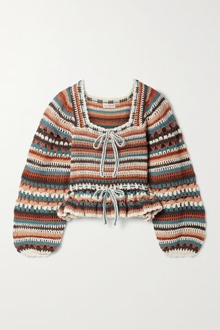Ulla Johnson + Constanza Cropped Crocheted Cotton Top