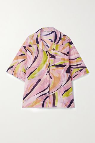 Emilio Pucci + + Net Sustain Oversized Printed Cotton and Silk-Blend Shirt