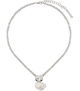 Jiwinaia + Silver Hello Kitty Pet Pearl Necklace