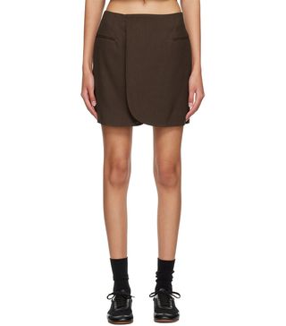 Auralee + Brown Stripe Miniskirt