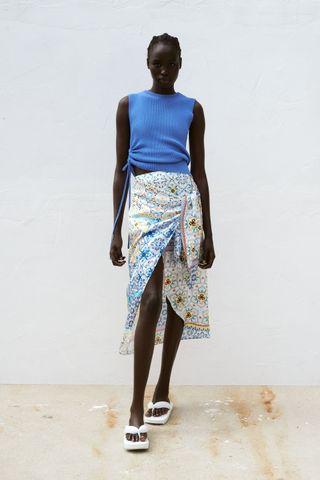 Zara + Patchwork Print Pareo Skirt