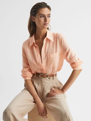 Reiss + Peach Campbell Linen Long Sleeve Shirt