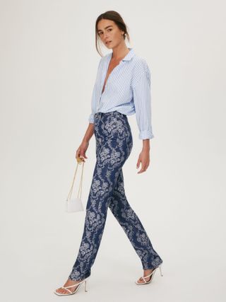 Reformation + Cynthia Baroque High Rise Straight Long Jeans